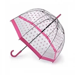 Parasolka damska przeźroczysta Fulton Birdcage-2 Pink Polka L042 (7S3388)