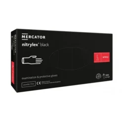 Rękawice nitrylowe bez pudru Mercator Nitrylex Black Protective Gloves rozmiar L