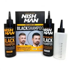 Szampon do maskowania siwych włosów Nishman Hair&Beard Care Black Shampoo Bundle 2 x 200 ml