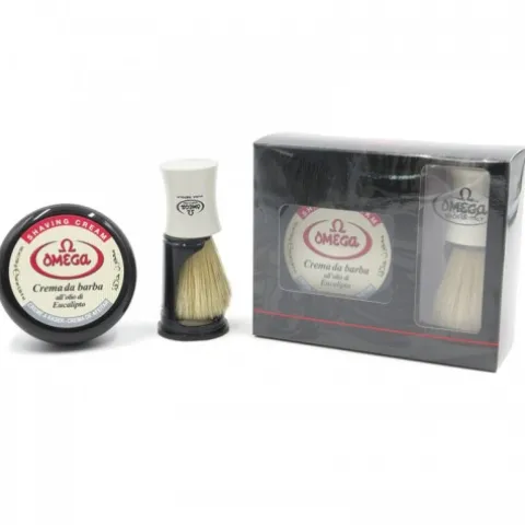Zestaw do golenia Omega 59.81819 (Krem do golenia, pędzel i stojak)