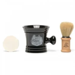 Zestaw do golenia The Shave Factory Shaving Mug Set czarna miseczka, pędzel, mydło