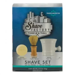 Zestaw do golenia The Shave Factory Shaving Mug Set biała miseczka, pędzel, mydło