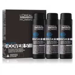 Zestaw koloryzujący do siwych włosów poziom 4 L’Oréal Professionnel Homme Cover 5' Brown 3 x 50 ml